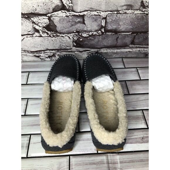 Rothy's Gray Textile The Slipper Fur Loafers Flat Faux Wool Women Sz 6M US/36EU - Picture 7 of 16